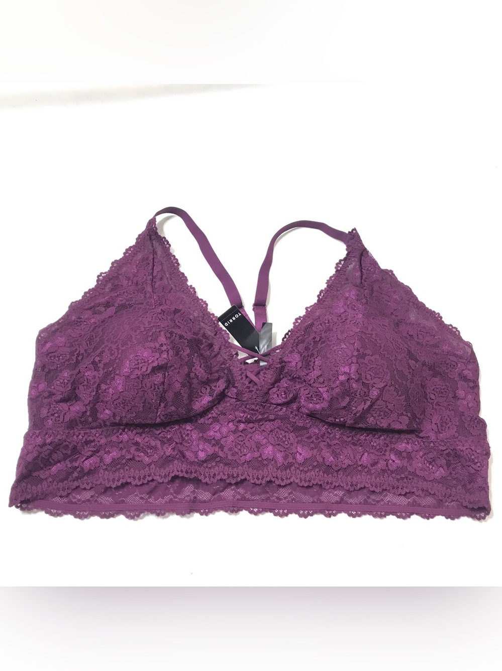 Torrid Lightly Lined Lace XO Front Bralette Size 4 / 4XL Winter Bloom Purple New